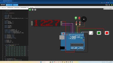 Program Arduino TIMER DIGITAL DOT MATRIX BUTTON OUTPUT LED & BUZZER || Simulator WOKWI! 🔔🔴