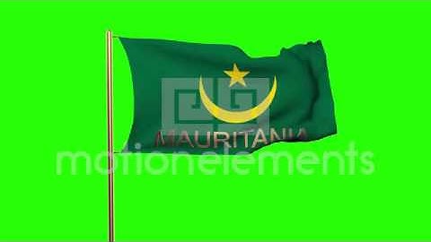 Mauritania Flag With Title Waving In The Wind. Looping Sun Rises Style. Animatio Stock Animation