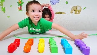 Toddlers Learn Colors With Huge Toy Beads For Children - Colourful Learning For Kids