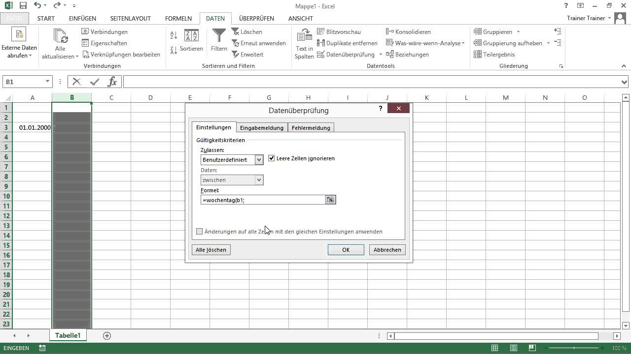 Update New Excel: Datum und Uhrzeit Tutorial: Bedingte Formatierung und Datenüberprüfung |video2brain.com