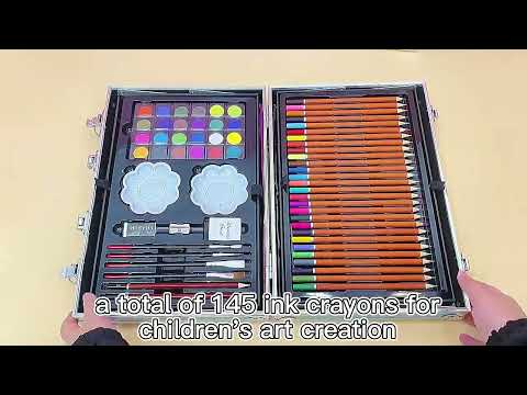 Набір для малювання та творчості для дівчаток Художня валіза 145 предметів у кейсі блакитний TC, видео 1
