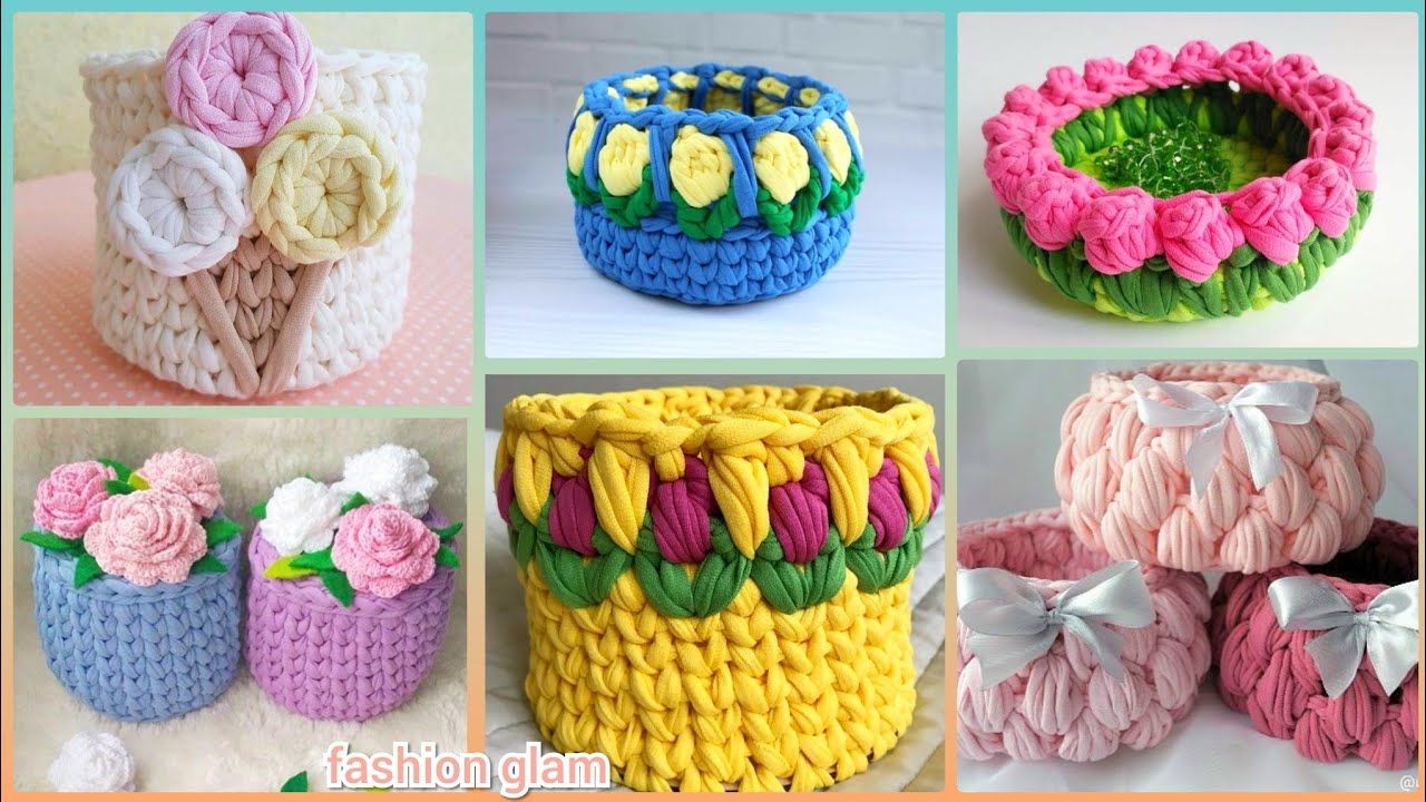 Crochet a Basket with T-Shirt Yarn - Pink Plumeria Maui