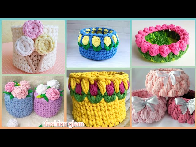 Crochet a Basket with T-Shirt Yarn - Pink Plumeria Maui