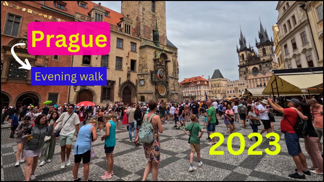 Prague, Czech Evening Walk Juli 2023 4K Walking Tour ( 23min) 
