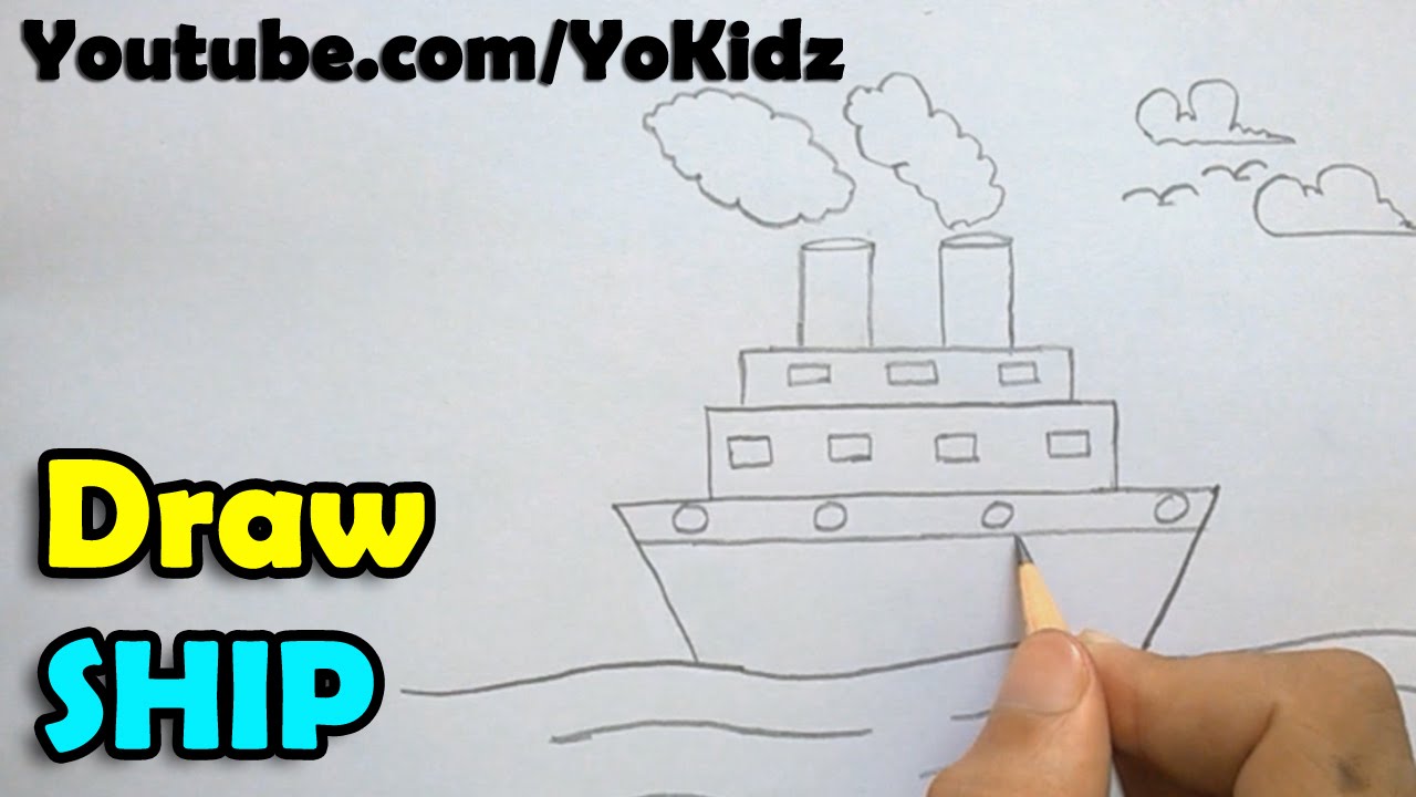 How to draw a Ship - Step by step - YouTube