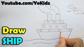 How to draw a Ship - Step by step