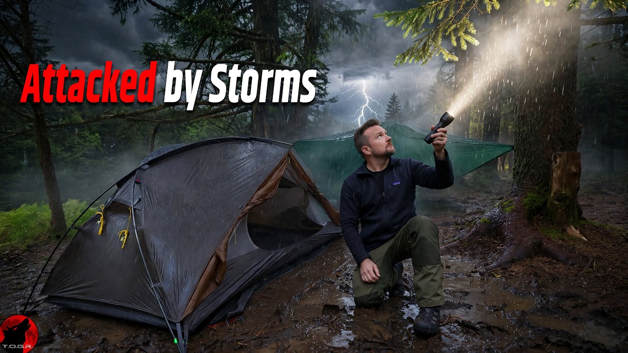 Multi-Day Storm Camping - Camping Alone Dangerous Storm Systems w/ Heavy Rain