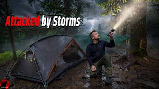 Multi-Day Storm Camping - Camping Alone Dangerous Storm Systems w/ Heavy Rain