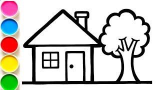 Let's Learn To Draw House 🏡 Drawing For Kids & Toddlers | Very Easy and Simple House Drawing