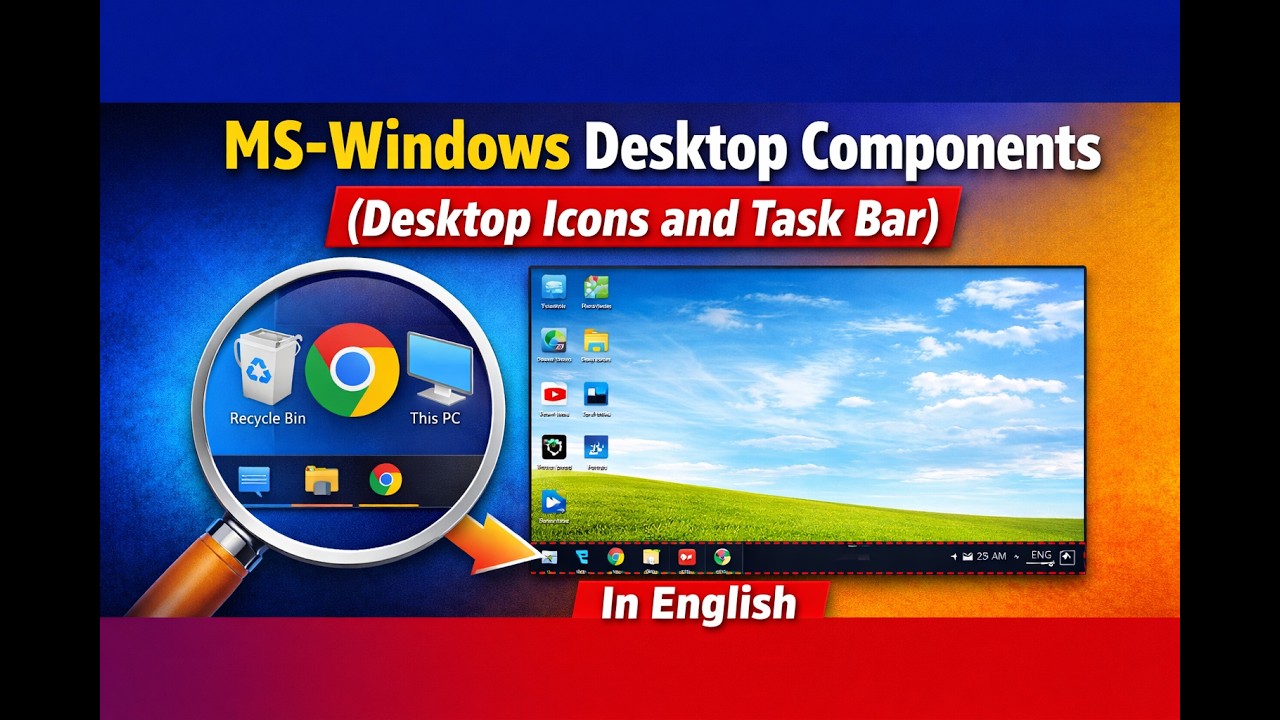 MS-Windows Desktop Components(Desktop Icons and Task bar) In English ...