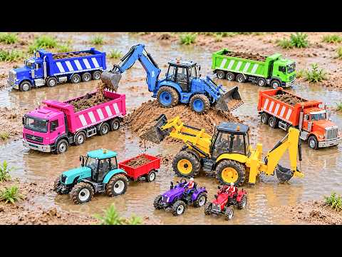 Tractor Video | JCB 3DX Loading River Sand Tata Dumper Truck 2518 Mahindra Tractor | JCB Gadi