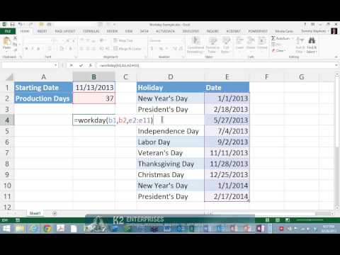 Working With Excel's WORKDAY Function