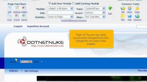 How to customize your DotNetNuke appearance (changing skins) - DotNetNuke Tutorials