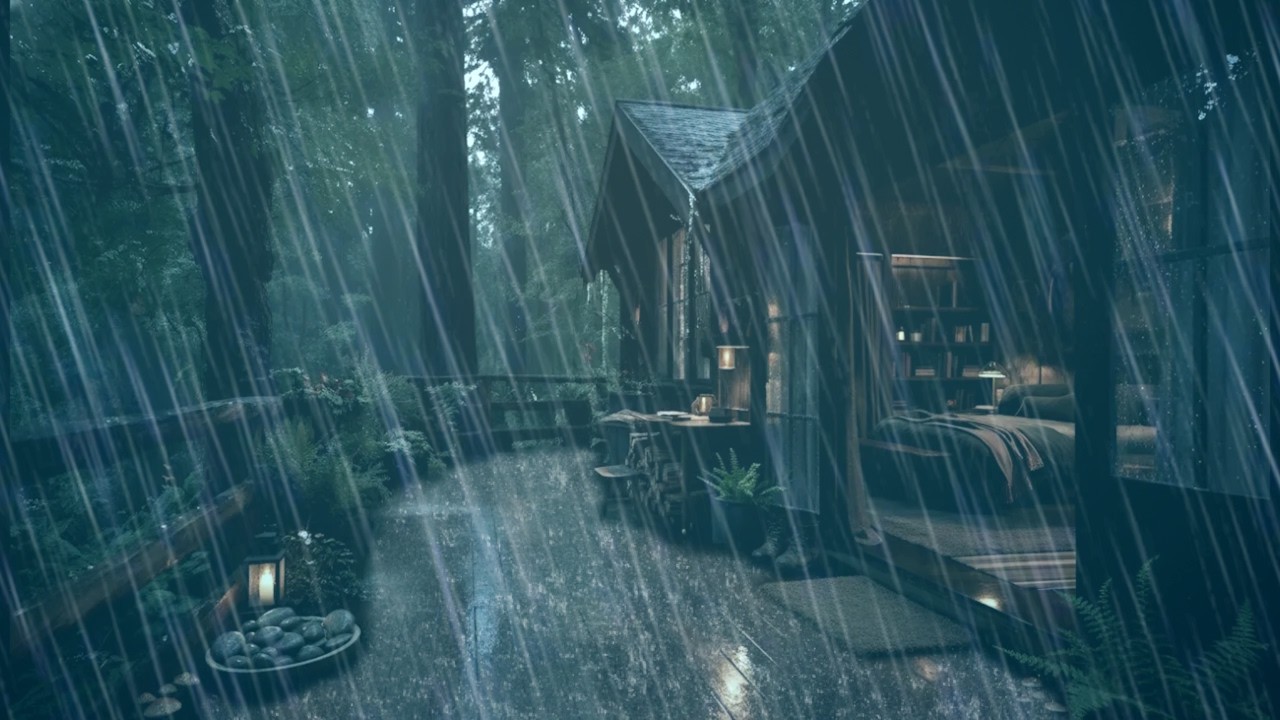 Лучшие звуки дождя в лесной хижине 🌳 | Спокойные звуки дождя для глубокого сна