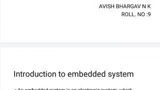 HARDWARE AND SOFTWARE COMPONENTS |EMBEDDED SYSTEM|AVISH BHARGAV N K