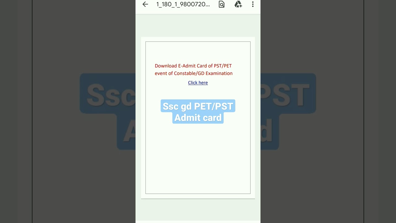 ssc gd PET/PST admit card released download fast 