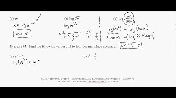 Math 4H.Unit #5.Lesson #6.More Work with Logarithm Laws
