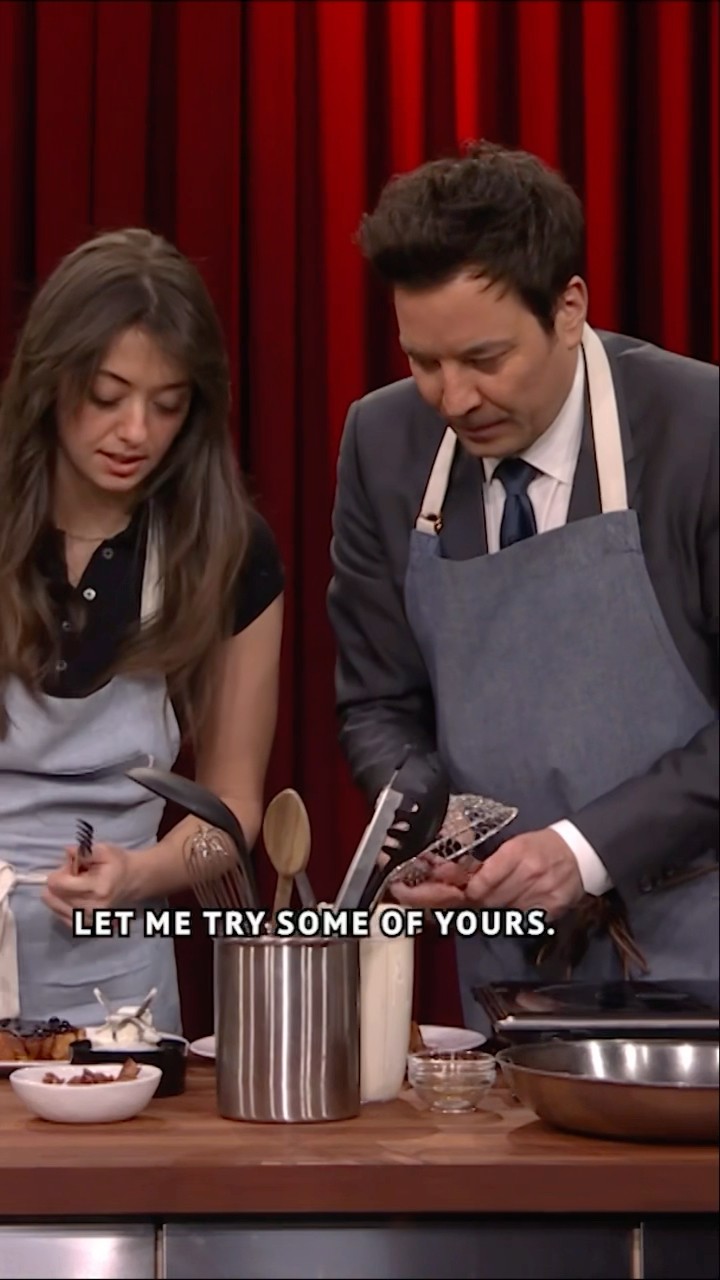#OliviaTiedemann shows Jimmy how to make French toast her way! #FallonTonight