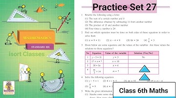 Practice Set 27 Class 6 Maths | Chapter 10 Equations practice set 27 std 6th maths