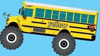 Monster Truck School Buses Teaching Colors & Crushing Words - Learning Basic Colours Video for Kids screenshot 5