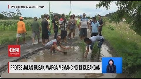 Protes Jalan Rusak, Warga Memancing di Kubangan