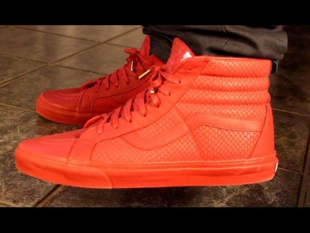 Vans Sk8 Hi Reissue Snake Leather Chili Pepper On Feet - Vans Sk8 Hi Reissue Snake Leather Black Vans Sk8 Hi Reissue Snake Leather Chili Pepper On Feet - Vans Sk8 Hi Reissue Snake Leather Black