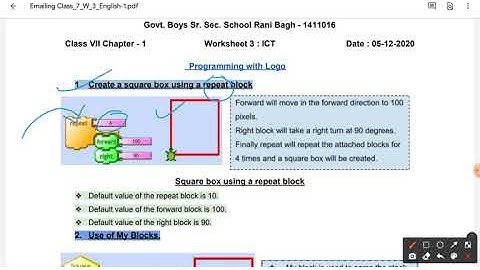 ICT Computer Worksheet 3 for class 7 | Create a square in Turtle Art | In English | Amit Lakra