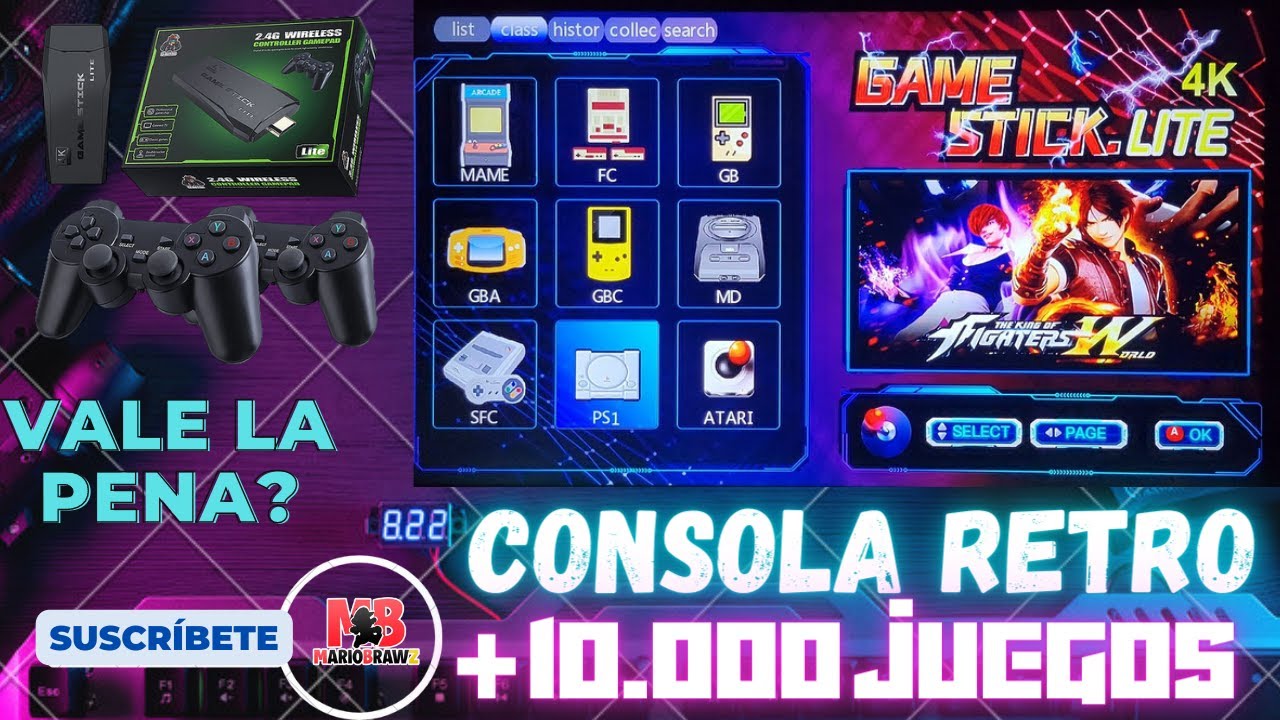  CONSOLE GAME STICK MINI RETRO 4K 10000+ JOGOS 2 CONTROLE SEM  FIO PS1 : Juguetes y Juegos