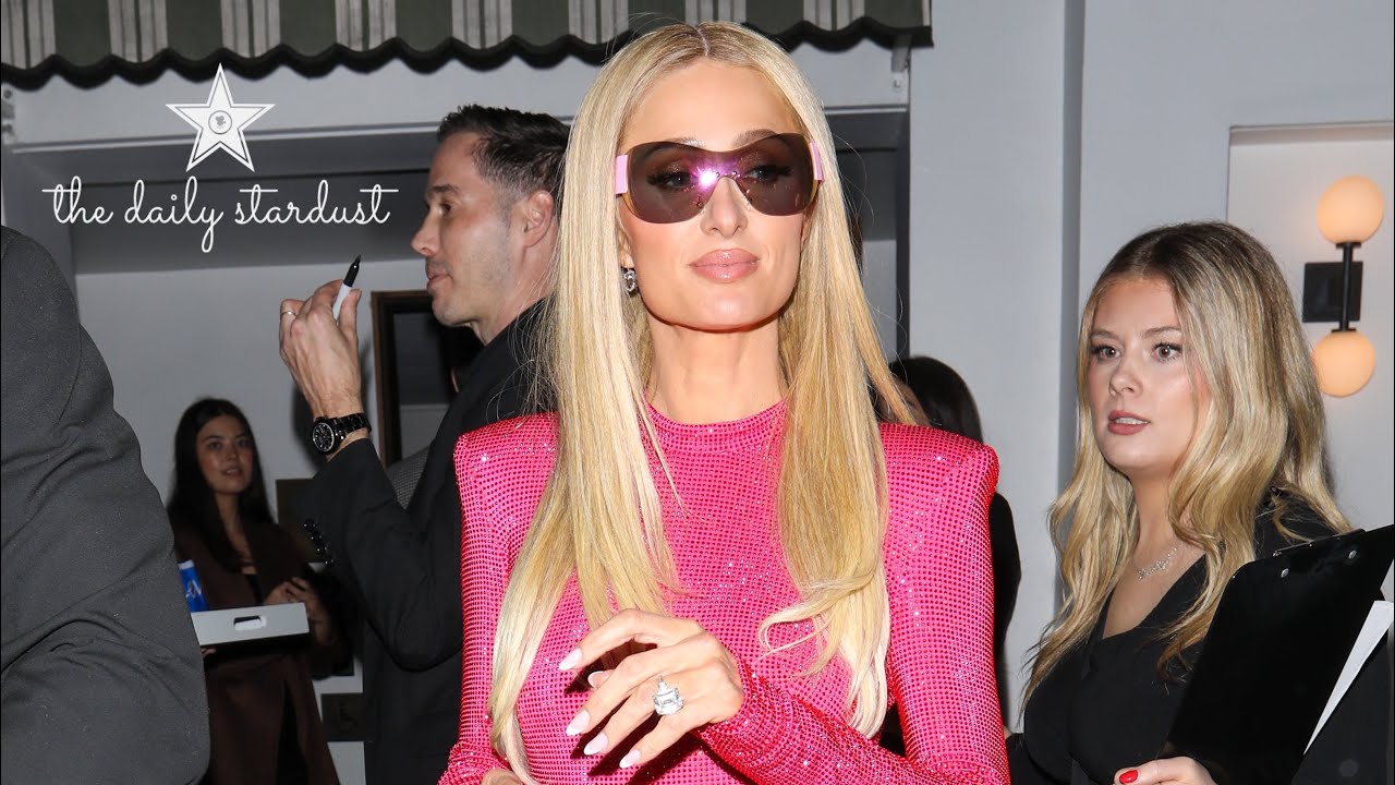 Paris Hilton Turns Heads in Pink Dress Exiting Pre Oscars Party