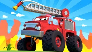 Monster Town - Monster Truck Fire Truck helps the Monster Trucks Cranes ! Monster Truck of Car City screenshot 3