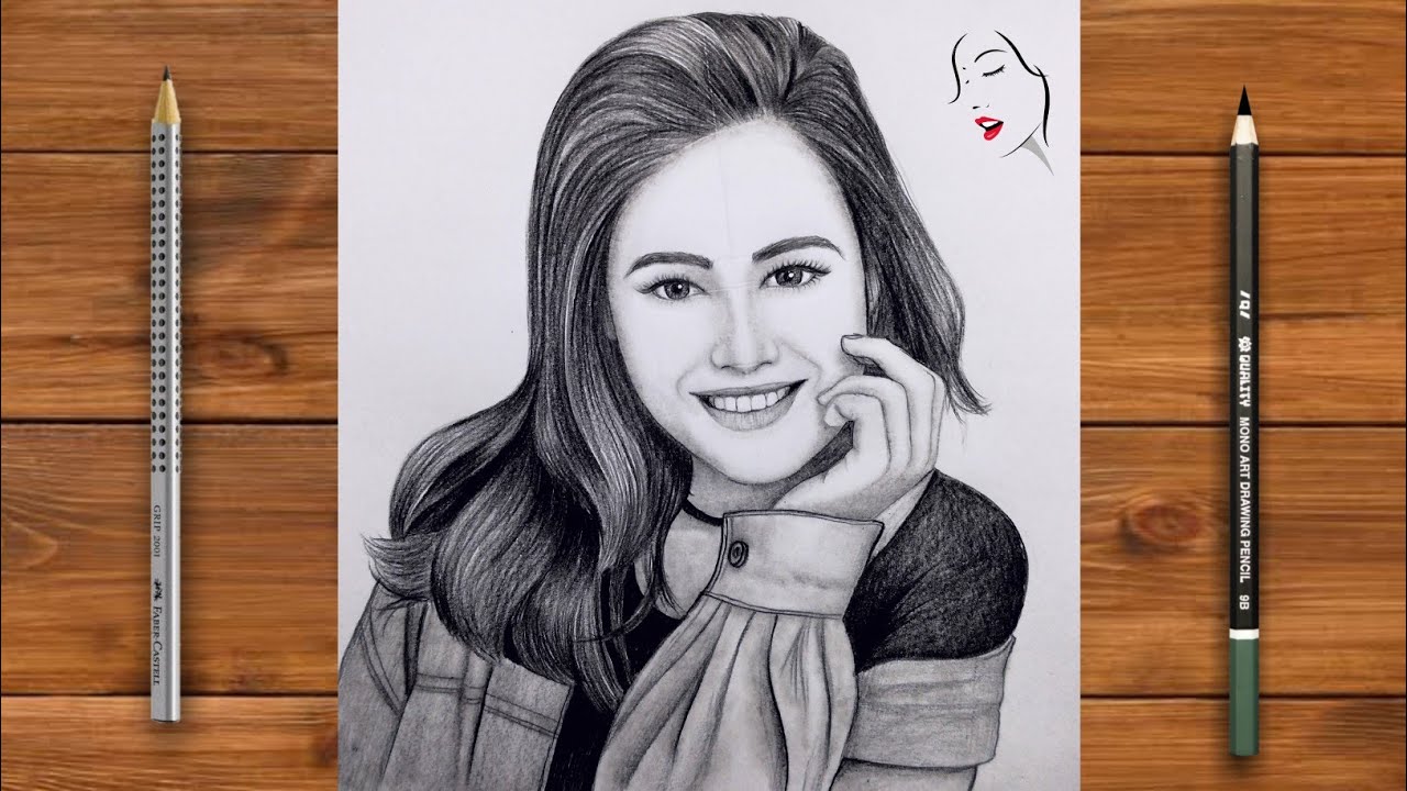 How to Draw a Girl - Pencil Sketch Drawing - A Happy Girl - The ...