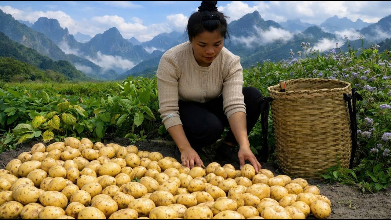 Alone in the wilderness | Potato harvesting & Survival in the forest