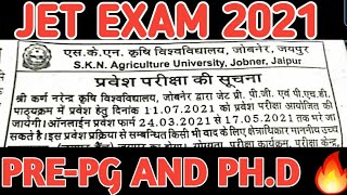 JET EXAM 2021 PRE-PG & Ph.D || Jet 2021 Pre Pg | Jet 2021 latest updates/News | जेट 2021 pre pg