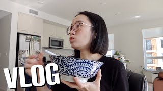 ENG) Weekend Vlog: Spicy spam kimchi with rice, salmon rice ball, recipe for ox tail soup