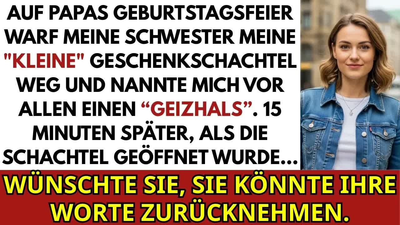 Ich stand auf der 60. Geburtstagsfeier meines Vaters, als meine Schwester meine kleine, handgemachte Geschenkbox vor allen Gästen aus ihren Händen riss und über den Rasen warf. „Was ist das,...