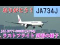 【1日遅れのラストフライト】JAL B777-300ER JA734J JL52便 SYD（シドニー）発HND（羽田）行き　羽田空港着陸 & スポット到着の様子　2024/08/20