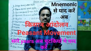 Mnemonic से याद करें किसान आंदोलन/Peasant movement in India ?? history all years by mnemonic trick