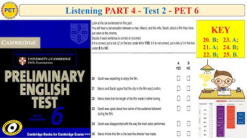 PET 6 Listening Part 4 Test 2 (Transcript + Key)