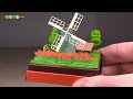 Miniature Paper Craft - Tulips and Windmill　みにちゅあーとキットmini　チューリップと風車作り