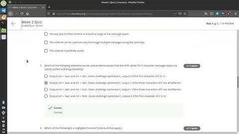 Coursera Cryptography University Of Maryland Quiz Week 2 Answer