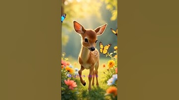 Flutter Friends: Baby Deer & Butterflies in a Flower Garden #CuteAnimals #BabyDeer #Butterflies
