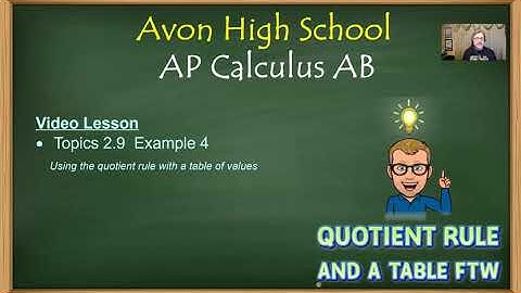 Avon High School - AP Calculus AB - Topic 2.9 - Example 4 (part a)