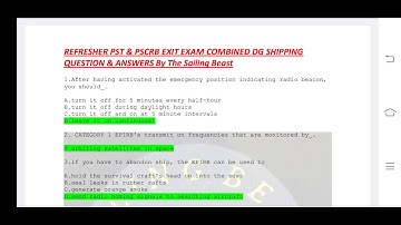 Refresher PST & PSCRB Exit Exam DG Shipping Questions With Answers Combined Set 9