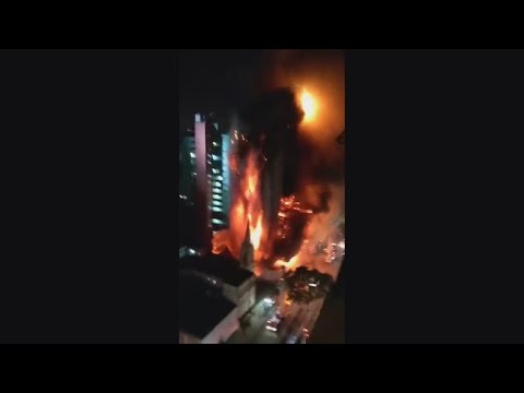 Burning Building Collapses In Sao Paulo, Brazil