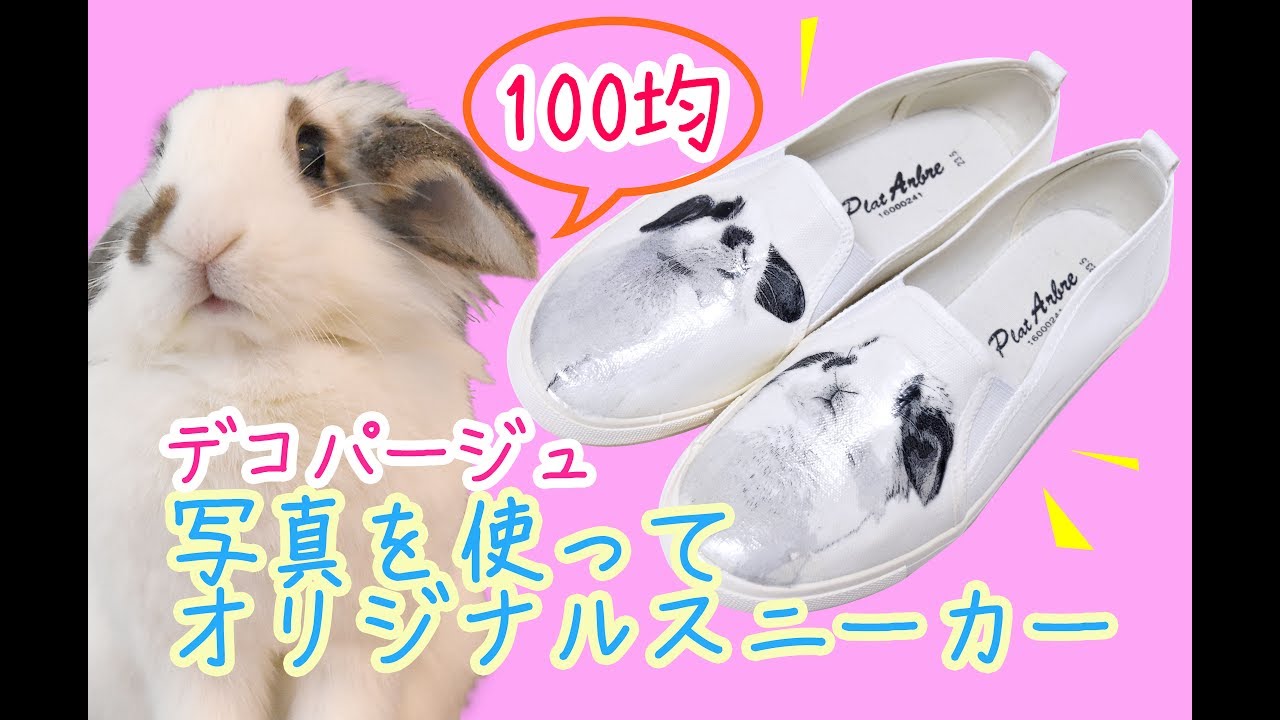 【100均】デコパージュ!ペット写真でオリジナルスリッポンを作ろう！【ダイソー】