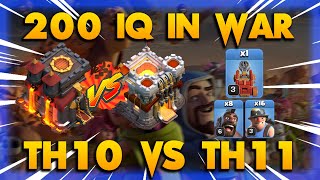 200 IQ In War !! TH10 VS TH11 New Queen Charge Hybird Strategy 2022 | Clash Of Clans