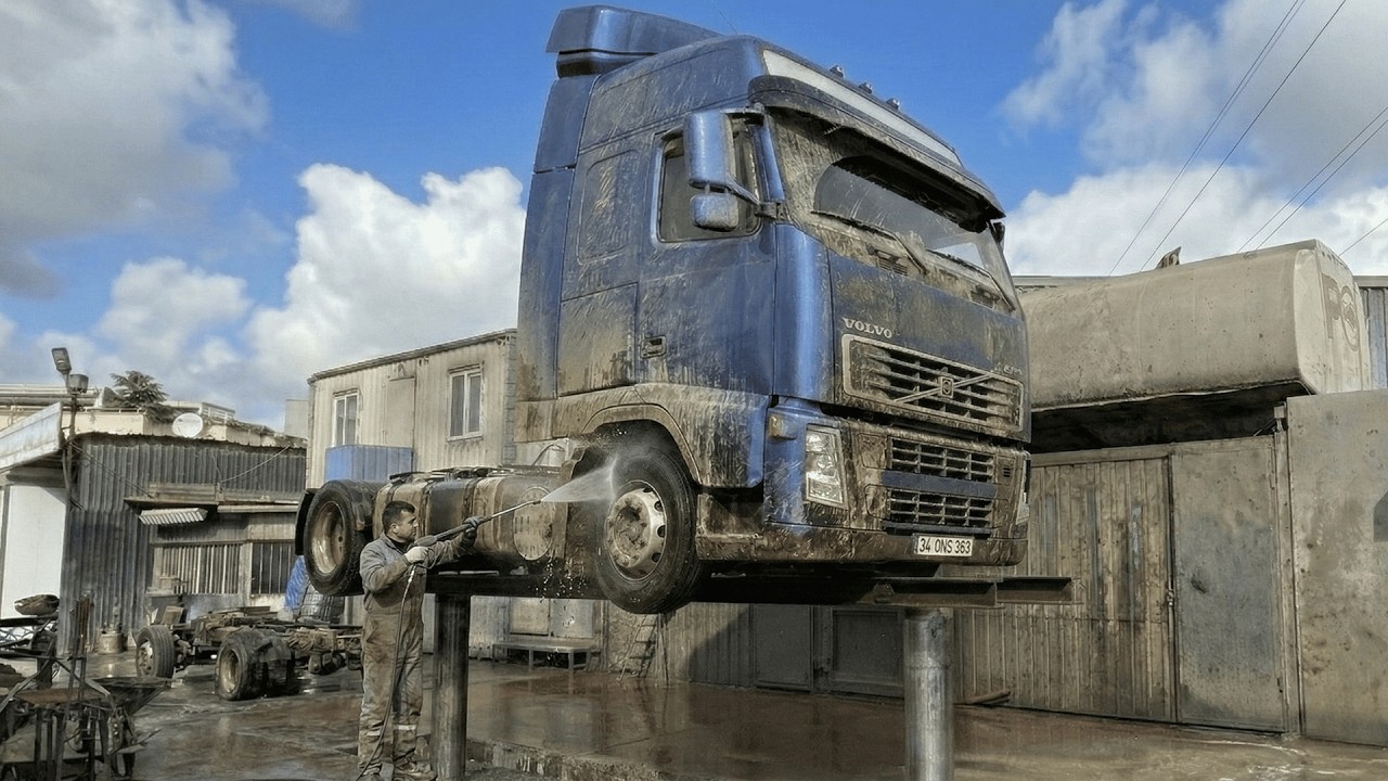 Ever Wondered How We Deep Clean a MASSIVE Volvo Semi-Truck? 🚛💦 | Car Wash Beast