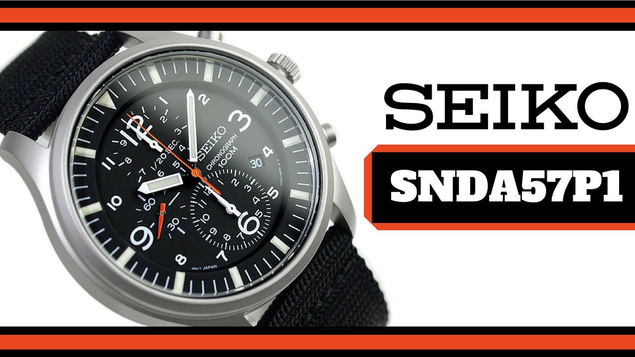 Seiko Chronograph SNDA57P1 Military Black Nylon Strap 100m Water Resistant  - YouTube