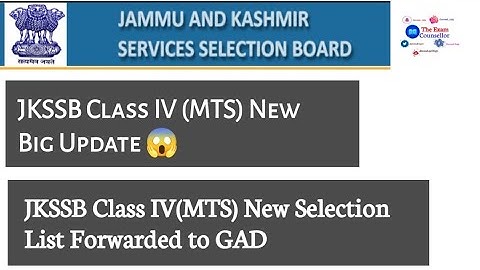 JKSSB MTS(Class IV) Big Update 😱 New Selection List Out 😮|Most Important Update For All #jkssb