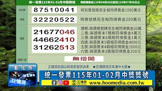 統一發票115年01-02月中獎獎號